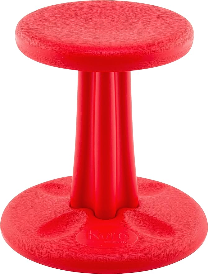 Kore Kids Wobble Chair - Flexible Seating Stool for Classroom & Elementary School, ADD/ADHD - Made in The USA - Age 6-7, Grade 1-2, Red (14in)