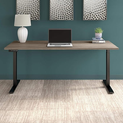 Bush Business Furniture Move 60 Electric Ergonomic Sit-Stand Computer Table for Home and Professional Office, 72W x 30D, Modern Hickory
