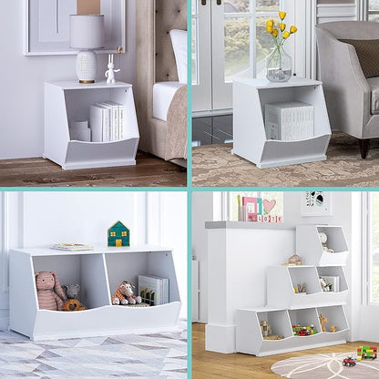 UTEX Toy Storage Organizer,Kids Stackable Toy Storage Bins,Toy Boxes and Storage Cubby for Playroom,Bedroom,Nursery School,White