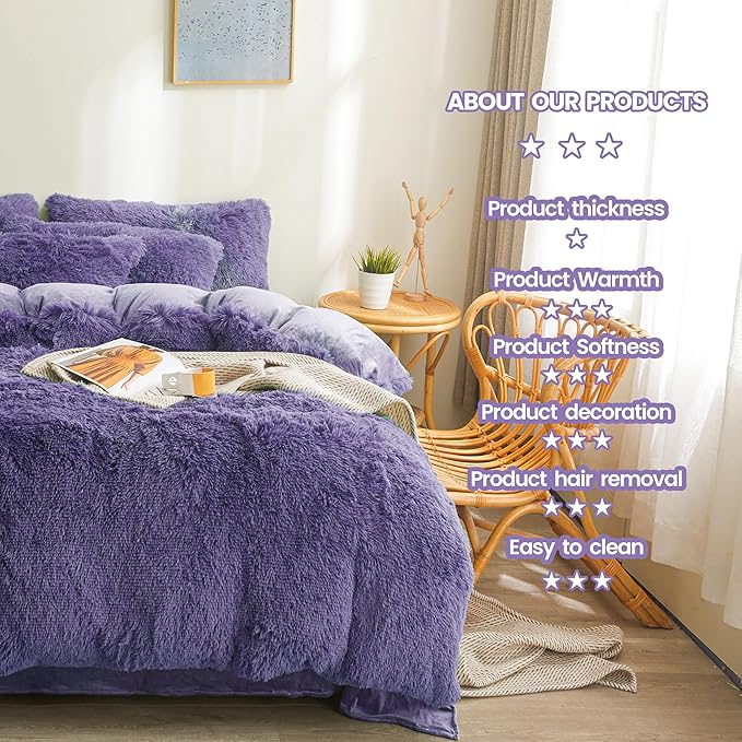 Fluffy navy blue comforters Cover twin size - Ultra Soft Plush dark blue bedding Sets 2 Pieces (1 faux fur comforter Cover + 1 fuzzy pillow case) girls shaggy navy blue twin bed set (Dark Blue, Twin)