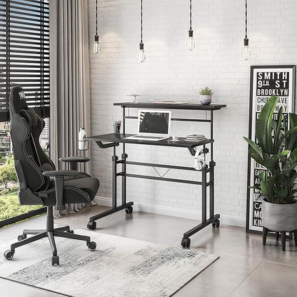 NicBex Laik-DW-00050-DX Desks, 35.25" W x 25" D x 28" H, Black