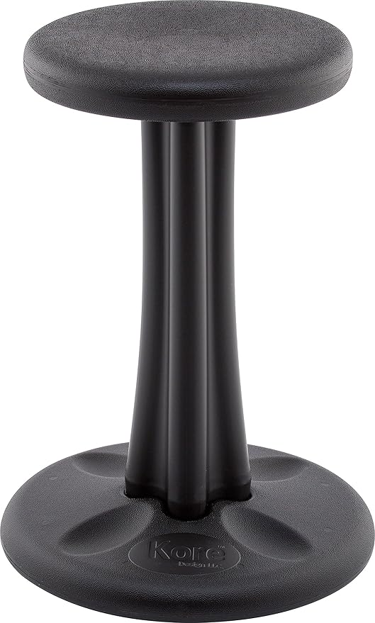 Kore Kids Pre-Teen Wobble Chair - Flexible Seating Stool for Classroom, Home & School, ADD/ADHD - Made in The USA - Age 10-11, Grade 5-6, Black (18.7in)