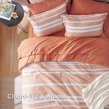 Bedsure Twin XL Comforter Set, Extra Long 5 Pieces Burnt Orange Twin XL Bedding Sets, All Season Dorm Room Essentials with 1 Pillow Sham, Flat Sheet, Fitted Sheet and 1 Pillowcase
