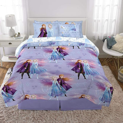 Disney Frozen 2 Kids Bedding Super Soft Comforter and Sheet Set with Sham, 7 Piece Full Size, "Official" Disney Product By Franco
