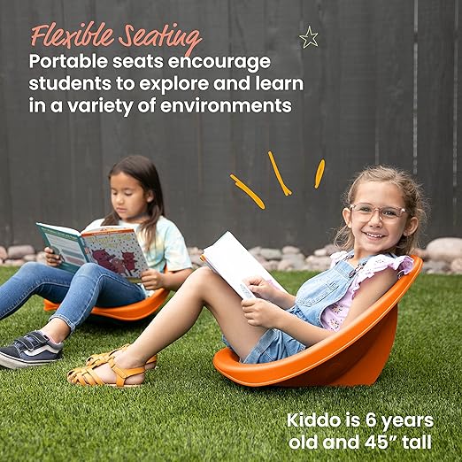 ECR4Kids Leaf Floor Seat, Rocker Chair, Orange, 6-Piece