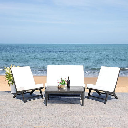 SAFAVIEH Outdoor Collection PAT7044 Conversation Set, Black/Beige