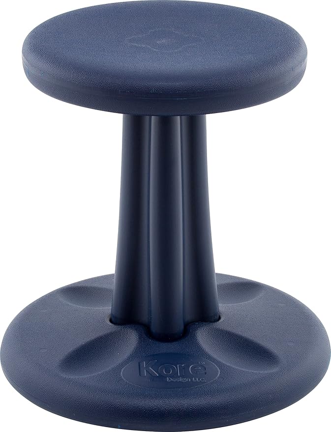 Kore Kids Wobble Chair - Flexible Seating Stool for Classroom & Elementary School, ADD/ADHD - Made in The USA - Age 6-7, Grade 1-2, Dark Blue (14in)