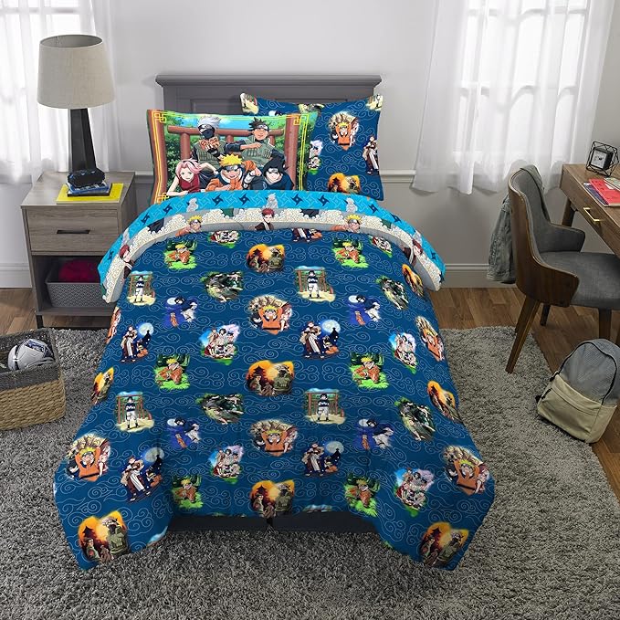 Naruto Anime Bedding Super Soft Comforter And Sheet Set With Sham, 5 Piece Twin Size, By Franco