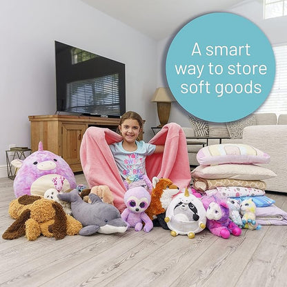 EMMandSOPHIE Stuffed Animal Storage Bean Bag Chair - Kids Bean Bag Chairs- Bean Bag Chair Kids- Beanbag Chairs for Kids and Teens-Stuffed Animal Holder- Stuffed Animal Bean Bag Storage
