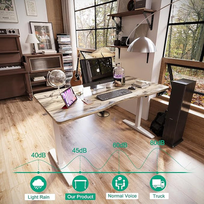Monomi Height Adjustable Electric Standing Desk, 55 x 28 Inches Stand up Desk, Sit Stand Home Office Computer Desk, Maple