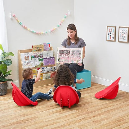 ECR4Kids Leaf Floor Seat, Rocker Chair, Red, 6-Piece