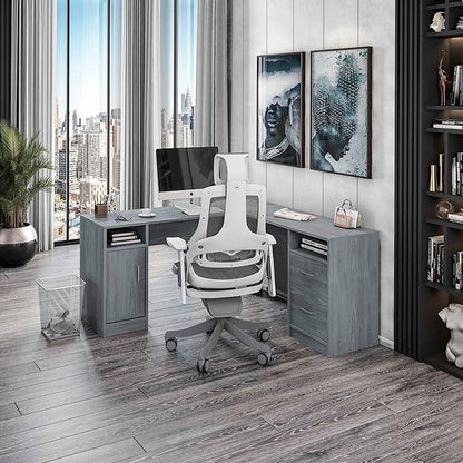 NicBex Laik-DW-00038-DX Desks, 59.5" W x 59.5" D x 29.75" H, Gray
