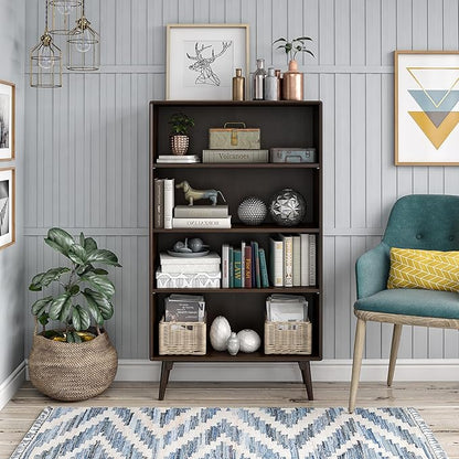 Novogratz Brittany 4 Shelf Bookcase, Walnut