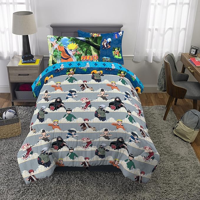 Naruto Anime Bedding Super Soft Comforter And Sheet Set With Sham, 5 Piece Twin Size, By Franco