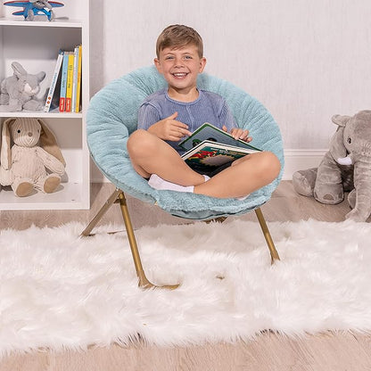 Milliard Mini Cozy Chair for Kids, Sensory Faux Fur Folding Saucer Chair for Toddlers, Blue