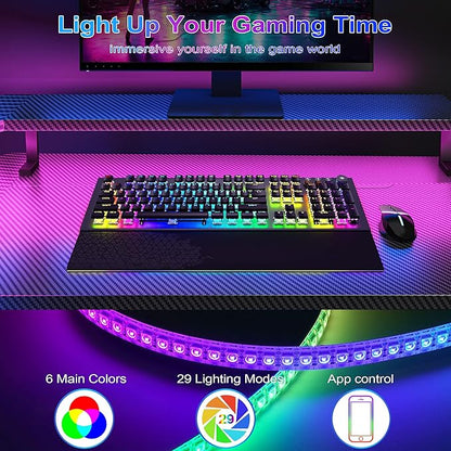 Wonder Comfort L Shaped 51 Inch Computer Desk with LED Lights，Corner Gaming Table Cup Holder Power Outlets/Monitor Stand for Home Office, Black