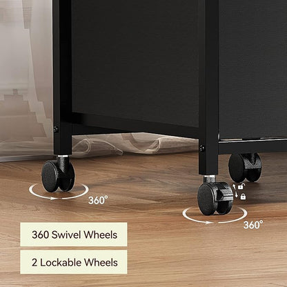 Vertical Mobile Filing Cabinet Fits A4 or Letter Size, Rustic Black