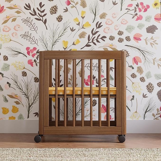 Babyletto Yuzu Convertible All-Stages Bassinet, Midi, Full-Size Crib in Natural Walnut, Greenguard Gold Certified, Portable & Adjustable with Conversion Kits and Pads Included