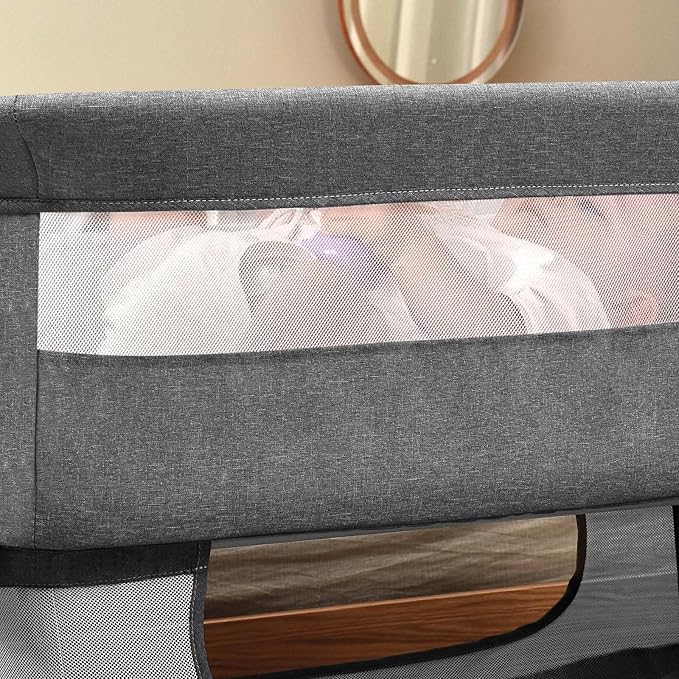 Baby Crib,3 in 1 Baby Bassinet Bedside Crib Adjustable Portable Bed for Infant,Baby Newborn Must Have Bed,Grey