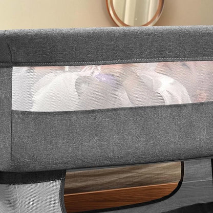 Baby Crib,3 in 1 Baby Bassinet Bedside Crib Adjustable Portable Bed for Infant,Baby Newborn Must Have Bed,Grey