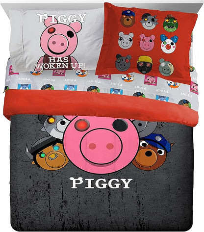 Jay Franco Piggy Join US 7 Piece Queen Size Bed Set - includes Comforter & Sheet Set - Super Soft Fade Resistant Polyester (Official Piggy Product)