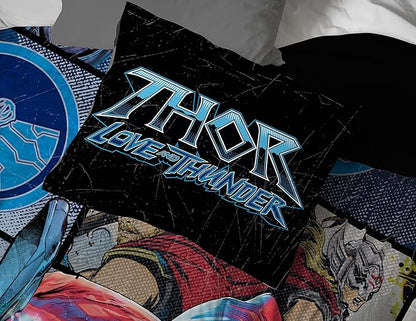 Jay Franco Marvel Comics Thor Mighty Twin Comforter & Sham Set - Kids Super Soft Bedding - Fade Resistant Microfiber (Official Marvel Product)
