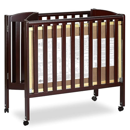 3 in 1 Portable Folding Stationary Side Crib in Espresso, Greenguard Gold Certified , 41x26x40 Inch (Pack of 1)