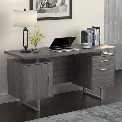 Coaster Furniture Lawtey Modern Rustic 2 Drawer Home Office Writing Desk Storage File Cabinet Silver Metal Frame Weathered Gray 800521