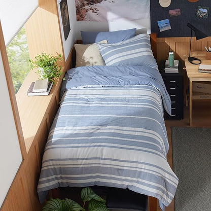 Bedsure Extra Long Twin XL Comforter Set, Twin XL Bedding Set, Navy Blue All Season Dorm Room Essentials with 1 Pillow Sham, Flat Sheet, Fitted Sheet and 1 Pillowcase