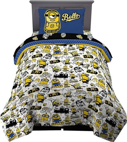 Franco Kids Bedding Super Soft Comforter and Sheet Set, 4 Piece Twin Size, Minions The Rise Of Gru