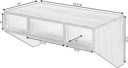 Wall Mounted Office Computer Desk with Three Compartments, White