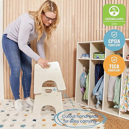 ECR4Kids Stackable Wooden Toddler Chair, 10in, Kids Furniture, White Wash, 2-Pack