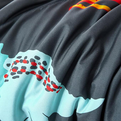 RYNGHIPY Dinosaur Bedding Set Twin Size Dinosaur Kids Comforter Set for Boys Girls Soft Breathable Cute Dinosaur Bed Set for All Season (Black,Twin)