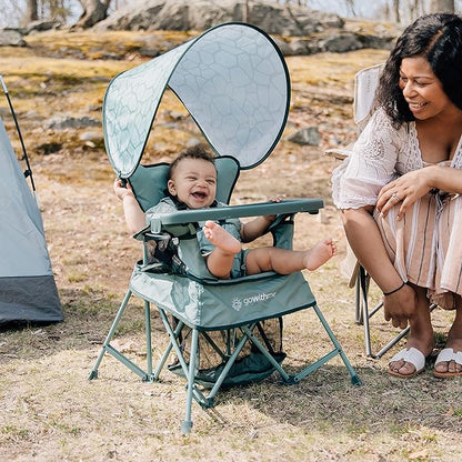 Baby Delight Go with Me Venture Portable Chair | Indoor and Outdoor | Sun Canopy | 3 Child Growth Stages | Garden Green