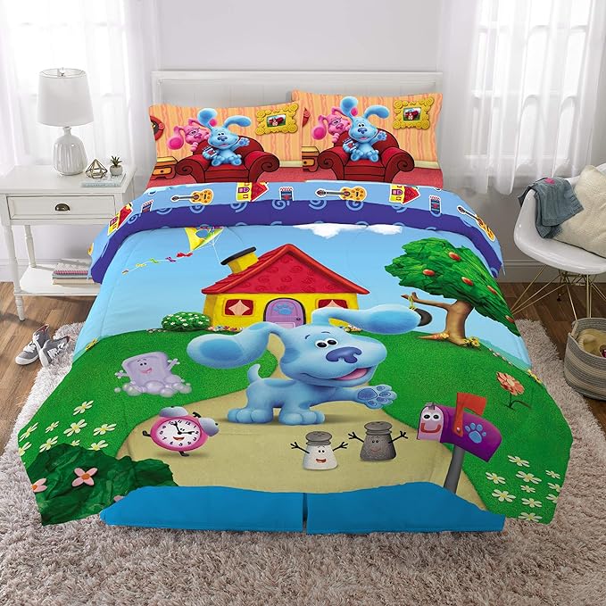 Franco Kids Bedding Super Soft Comforter and Sheet Set, 5 Piece Full Size, Blues Clues