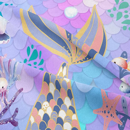 NINENINE Mermaid Tail Bedding Sets,Teal Purple Mermaid Comforter Set for Kids,Full Size Comforter Sets for Girls,Colorful Glitter Bedding Set with 1 Comforter 2Pillowcases…