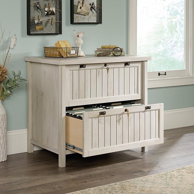 Sauder Costa Lateral File and Library Hutch Bundle, Chalked Chestnut