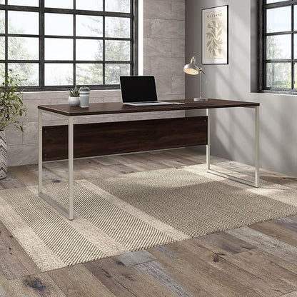 Bush Business Furniture Hybrid 72W x 30D Computer Table Desk with Metal Legs in Black Walnut
