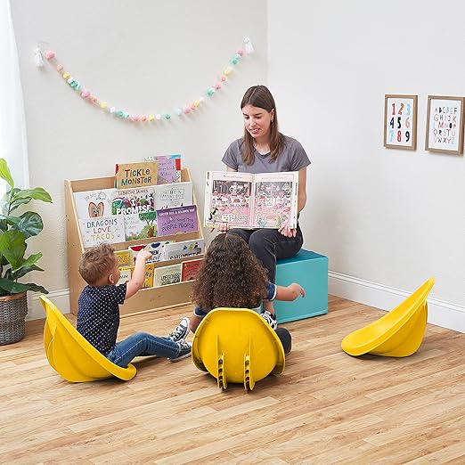 ECR4Kids Leaf Floor Seat, Rocker Chair, Yellow, 6-Piece