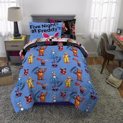 Franco Kids Bedding Super Soft Comforter and Sheet Set with Sham, 5 Piece Twin Size, Five Nights At Freddy's