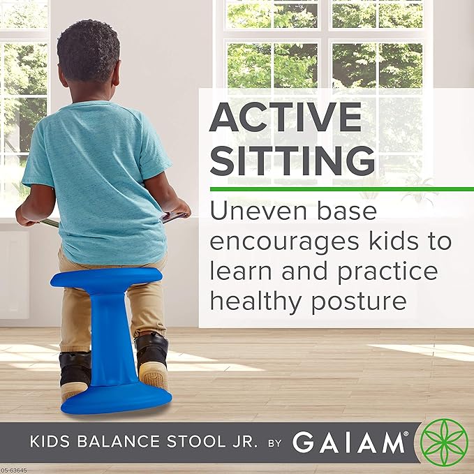 Gaiam Kids Wobble Stool Desk Chair - Alternative Flexible Seating Balance Wiggle Chair | ADHD Sensory Fidget Core Rocker Child Seat Elementary School Classroom Furniture for Student, Toddler, Ages 5-8