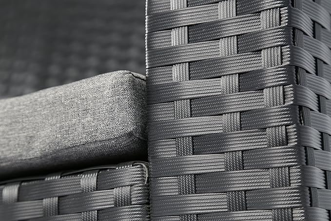 4 Pieces Outdoor Furniture Complete Patio Cushion Wicker P.E Rattan Garden Set, Full, Black