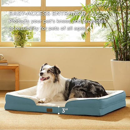 Bedsure Orthopedic Dog Bed for Extra Large Dogs - XL Washable Dog Sofa Beds Large, Supportive Foam Pet Couch Bed with Removable Washable Cover, Waterproof Lining and Nonskid Bottom, Blue