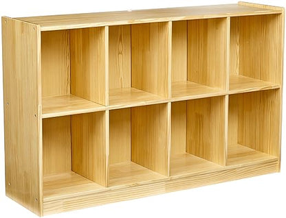 Amazon Basics Backpack Storage Cubby, 8-Compartment, Pine Wood, 13" D x 30" W x 48" H