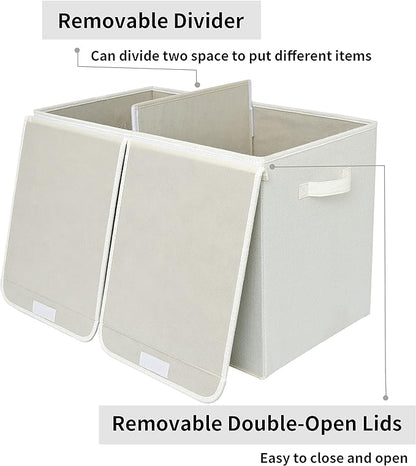 GRANNY SAYS Large Storage Bins with Lids, Foldable Storage Chest with Handles, Stuffed Animal Storage for Playroom, Living Room, Pearl White