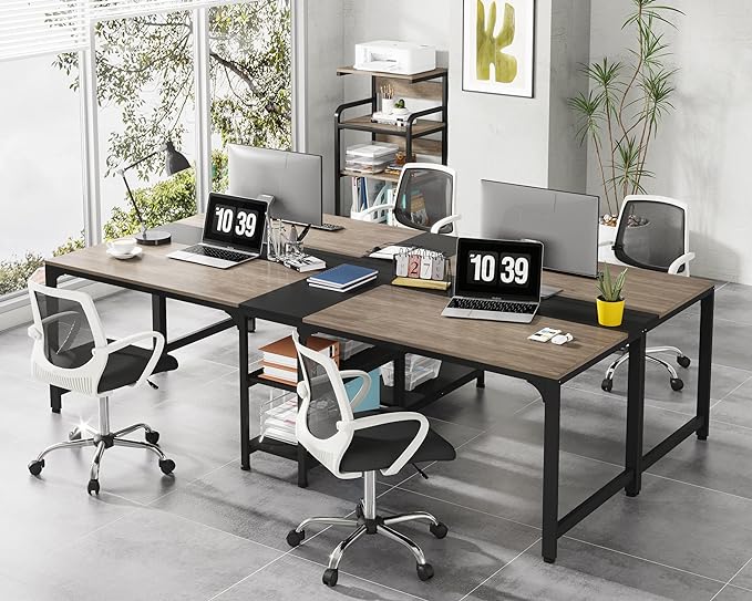 90.5 Inch Large Double Home Office Compuer Desk Two Person Study Table