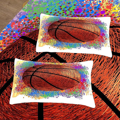 Tailor Shop Basketball Bedding Set for Boys Kids Teens,Sports Queen Size Comforter Set,Kids Basketball Comforter Sets with 2 Pillowcases