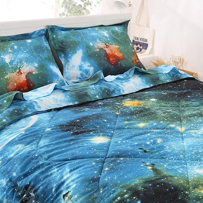 Wowelife 5-Piece Twin Comforter Set for Boys, Premium Galaxy Bedding Set, 3D Galaxy Girls Comforter Set, Comfortable and Soft Kids Bedding Set(Twin, Coloful Galaxy)