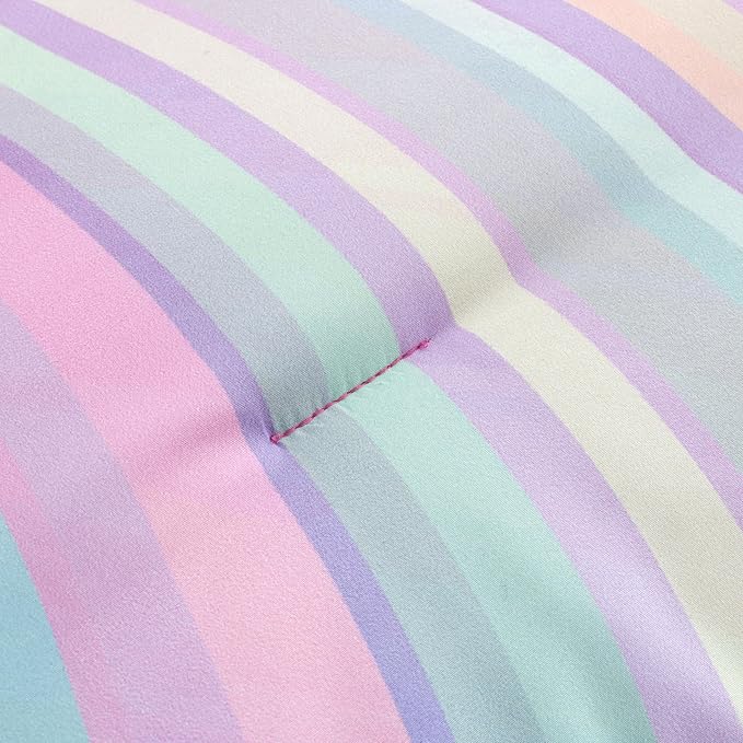 Btargot Super Soft 6 Pieces Gradient Wavy Line Comforter Set, Colorful Glitter Rainbow Star Pattern Bedding Set for Boys Girls Teens, Full Pink Green