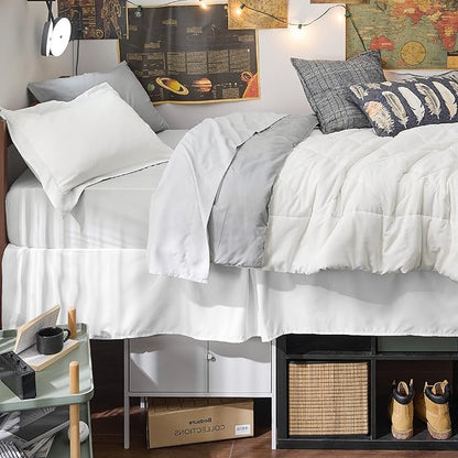 Bedsure White Twin XL Comforter Sets - 5 Pieces Reversible White Twin XL Bedding Sets with Comforters, Sheets, Pillowcase & Sham, Twin XL Bed Sets for College
